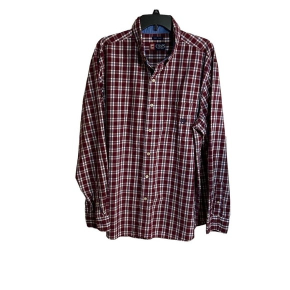 Chaps Wine/Denim Easy Care Button Down‎ Men's Shirt - Picture 2 of 5